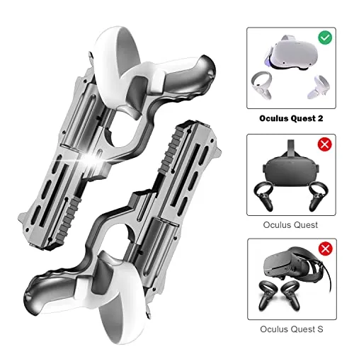 AIXOTO VR Game Gun for Oculus Quest 2, Touch Controller Pistol Case Grips Accessories Compatible with Oculus/Meta Quest 2, Enhanced FPS Gaming Experience for Virtual Shooting Games-Black