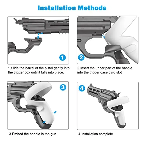 AIXOTO VR Game Gun for Oculus Quest 2, Touch Controller Pistol Case Grips Accessories Compatible with Oculus/Meta Quest 2, Enhanced FPS Gaming Experience for Virtual Shooting Games-Black