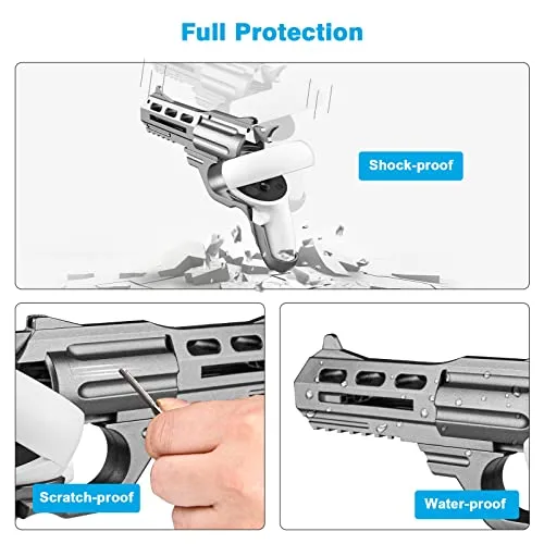 AIXOTO VR Game Gun for Oculus Quest 2, Touch Controller Pistol Case Grips Accessories Compatible with Oculus/Meta Quest 2, Enhanced FPS Gaming Experience for Virtual Shooting Games-Black