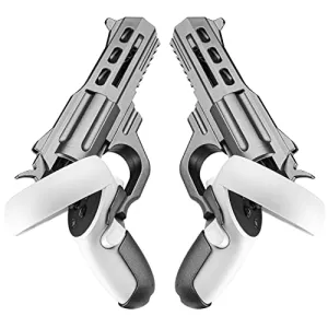 AIXOTO VR Game Gun for Oculus Quest 2, Touch Controller Pistol Case Grips Accessories Compatible with Oculus/Meta Quest 2, Enhanced FPS Gaming Experience for Virtual Shooting Games-Black