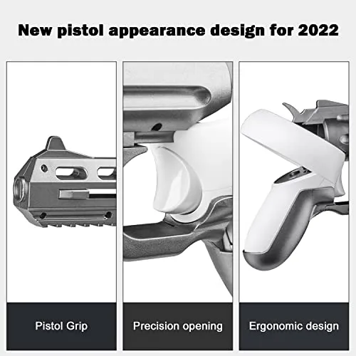 AIXOTO VR Game Gun for Oculus Quest 2, Touch Controller Pistol Case Grips Accessories Compatible with Oculus/Meta Quest 2, Enhanced FPS Gaming Experience for Virtual Shooting Games-Black