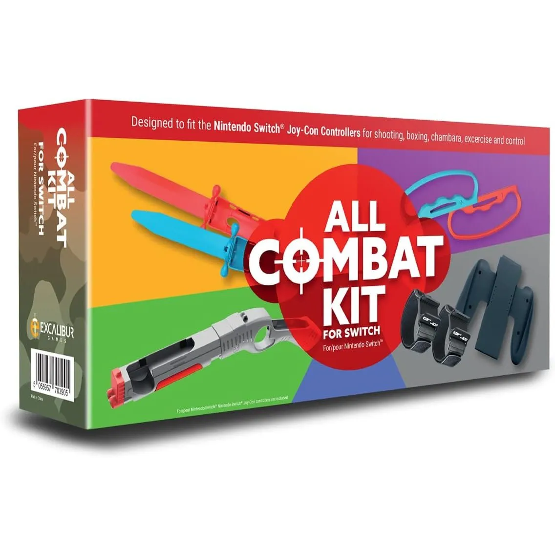 All Combat 8 in 1 Kit for Switch - Boxing Grips, Vertical Joypad, Leg/Arm Straps, Swords & Rifle (Nintendo Switch)
