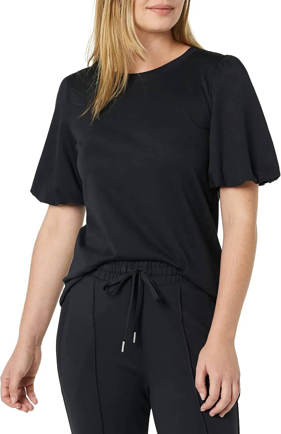 Amazon Aware Women's Organic Cotton Jersey Puff Sleeve Crewneck Top (Available in Plus Size)