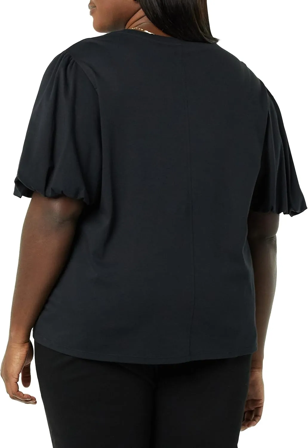 Amazon Aware Women's Organic Cotton Jersey Puff Sleeve Crewneck Top (Available in Plus Size)