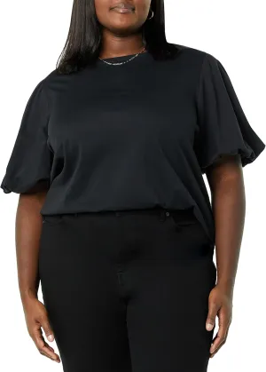 Amazon Aware Women's Organic Cotton Jersey Puff Sleeve Crewneck Top (Available in Plus Size)