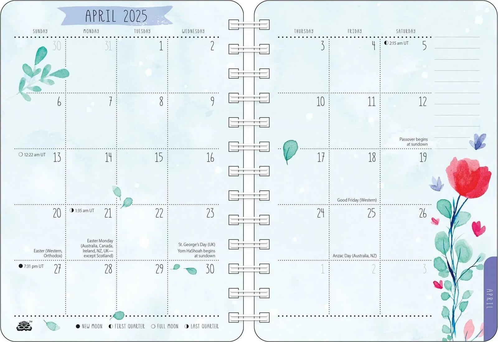 Amber Lotus Meera Lee Patel 2025 Weekly Planner Calendar