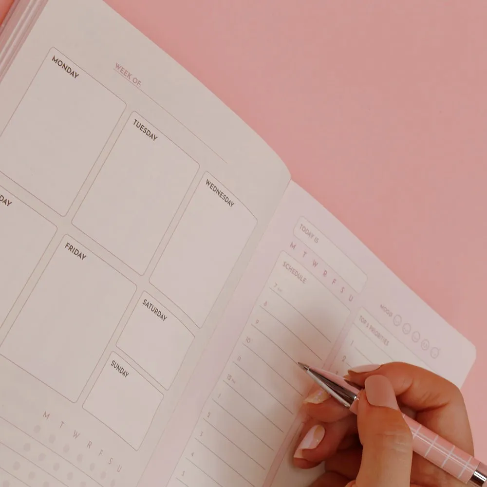 Conquer My Day Hardcover Journal (6 Months Supply, Monthly/Weekly/Daily   Line/Dot Paper) - Designed by Kelly Luc, Limited Edition
