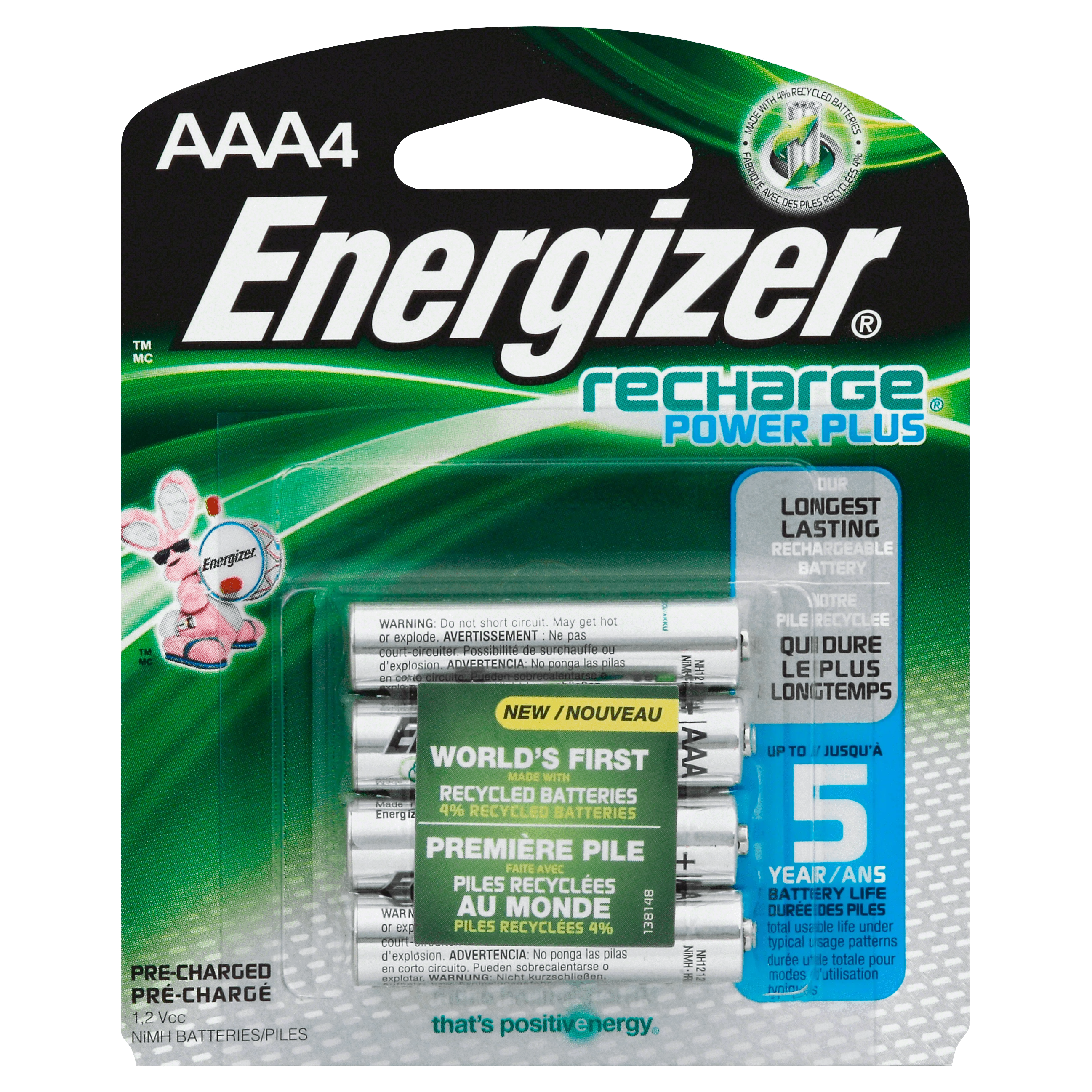 Energizer Rechargeable AAA Batteries – 4 Pack