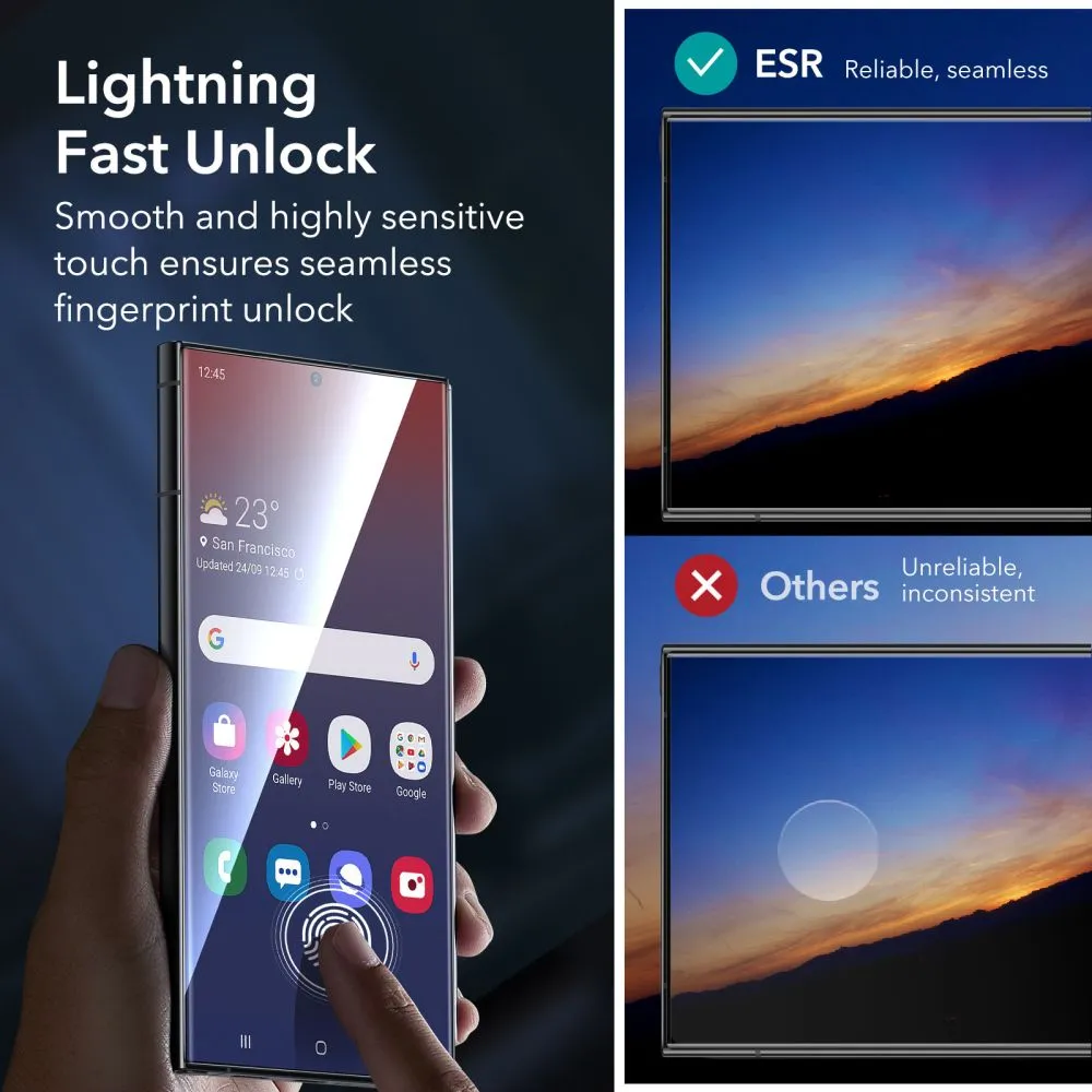 ESR Screen Shield Tempered Glass Protector Set for Samsung Galaxy S24 Ultra