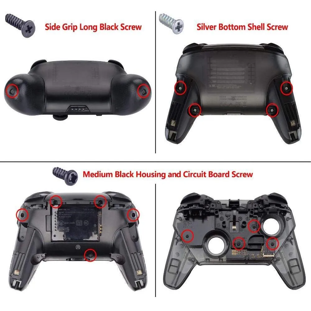 eXtremeRate Black Faceplate Backplate Handles Cover, Octagonal Gated Sticks Design DIY Replacement Grip Housing Shell for NS Switch Pro Controller - Controller NOT Included - FRE610