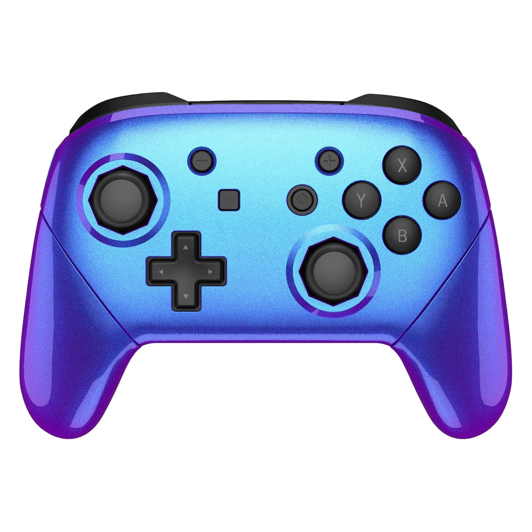 eXtremeRate Chameleon Purple Blue Faceplate Backplate Handles Cover, Octagonal Gated Sticks Design DIY Replacement Grip Housing Shell for NS Switch Pro Controller - Controller NOT Included - FRE607