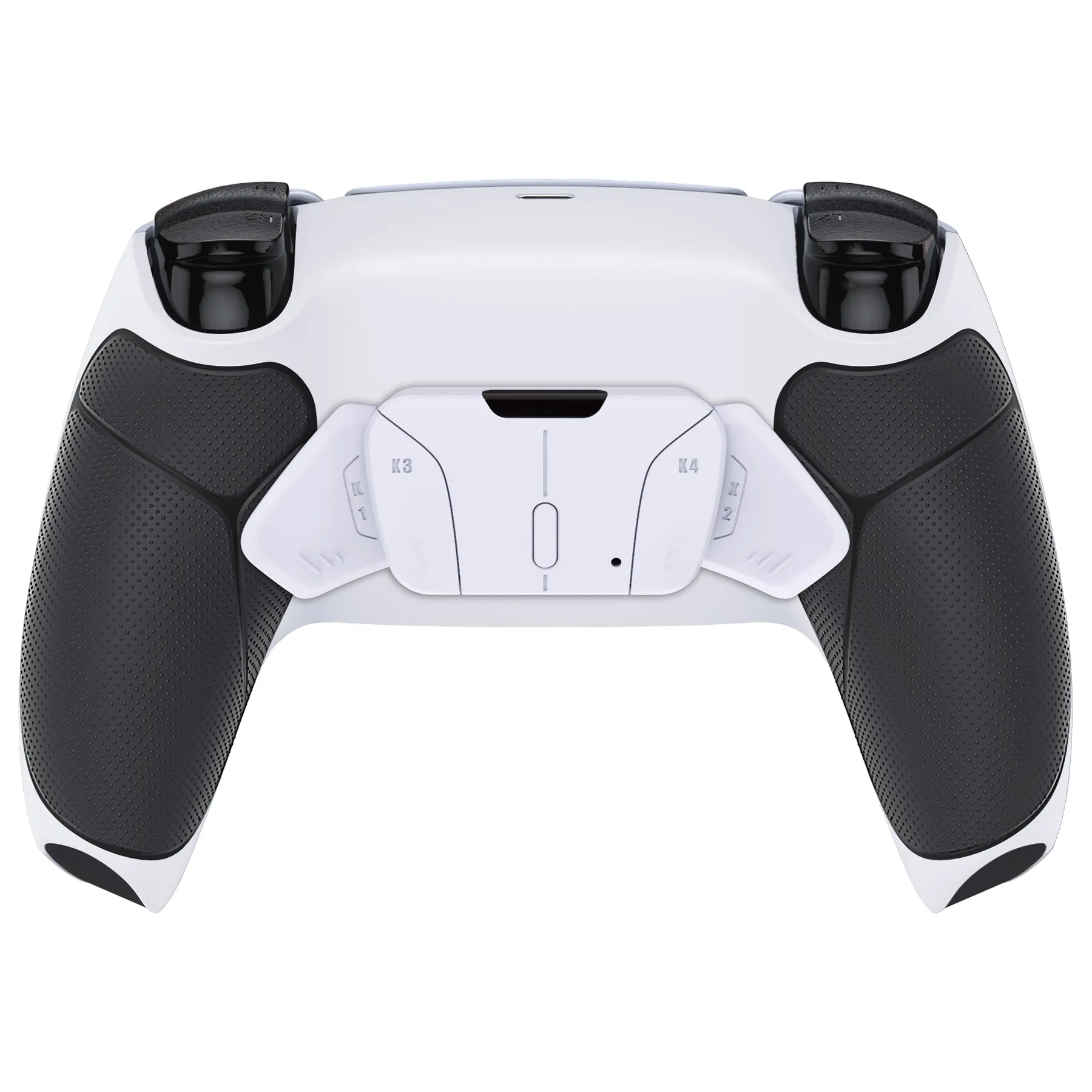 eXtremeRate Remappable RISE4 V3 Remap Kit for PS5 Controller BDM-030/040/050 - Rubberized Black Grips with White Back Paddles - YPFU6011G4