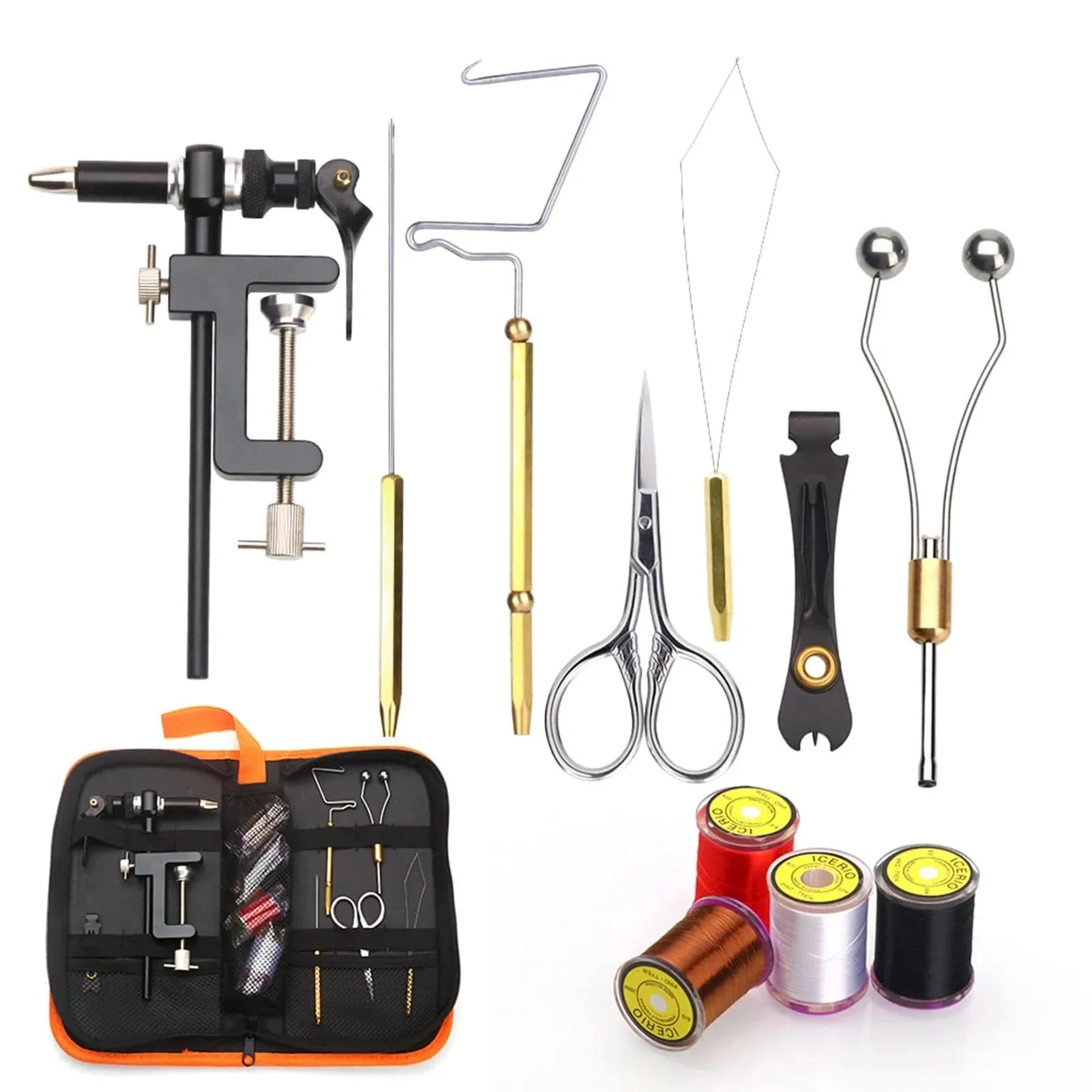 Fly Tying Tools Kit with Fly Tying Threader Needle Whip Finisher Scissors Fly Tying Kits for Flying Fishing Professionals