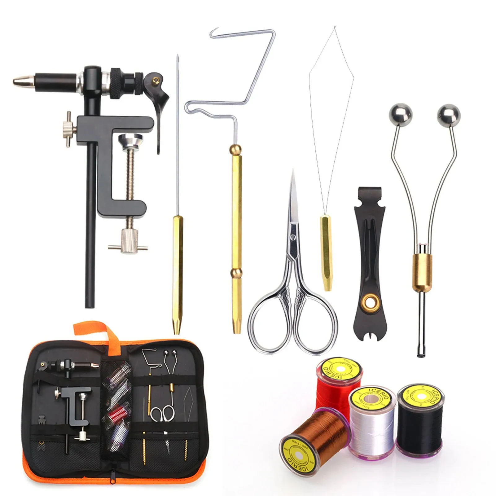 Fly Tying Tools Kit with Fly Tying Threader Needle Whip Finisher Scissors Fly Tying Kits for Flying Fishing Professionals