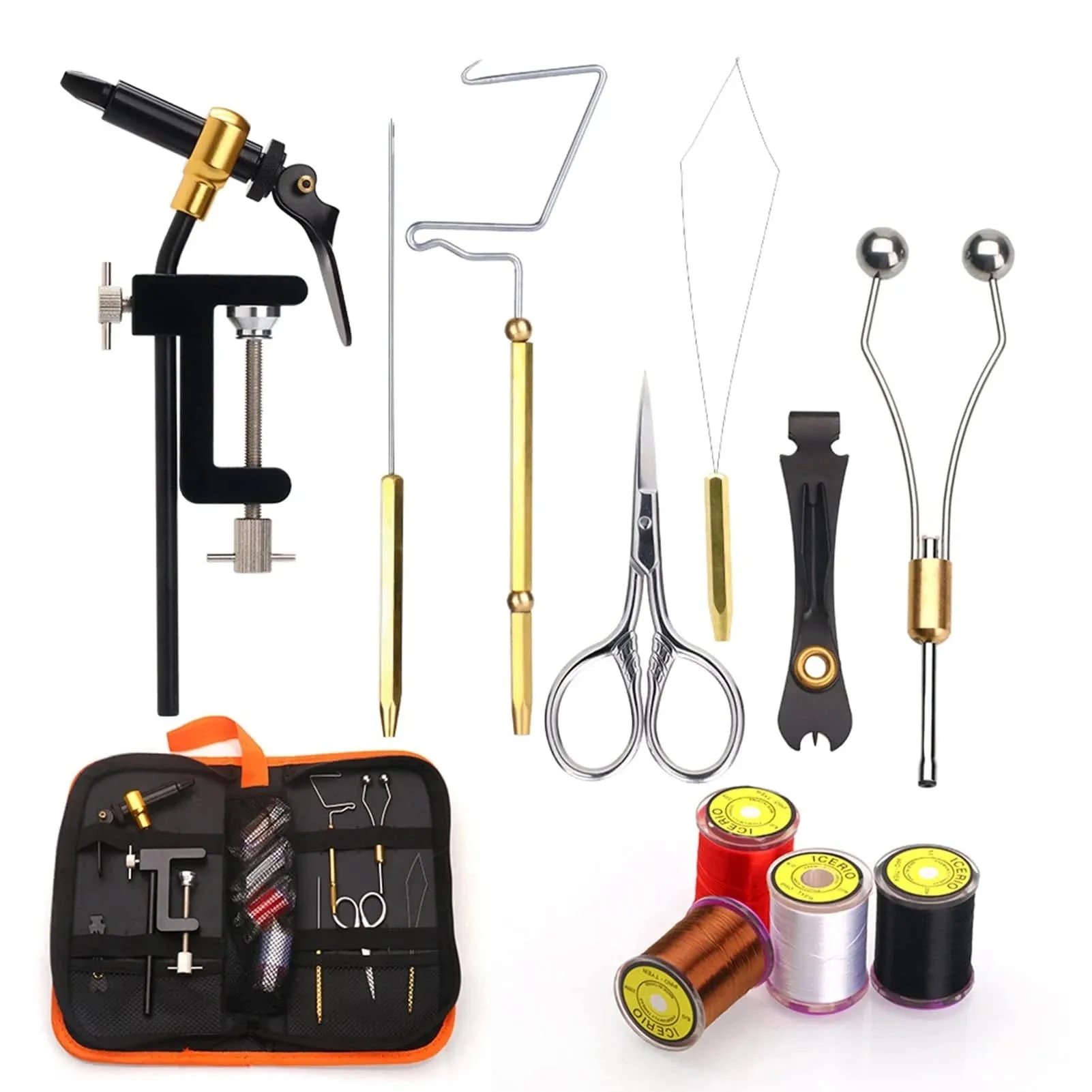 Fly Tying Tools Kit with Fly Tying Threader Needle Whip Finisher Scissors Fly Tying Kits for Flying Fishing Professionals