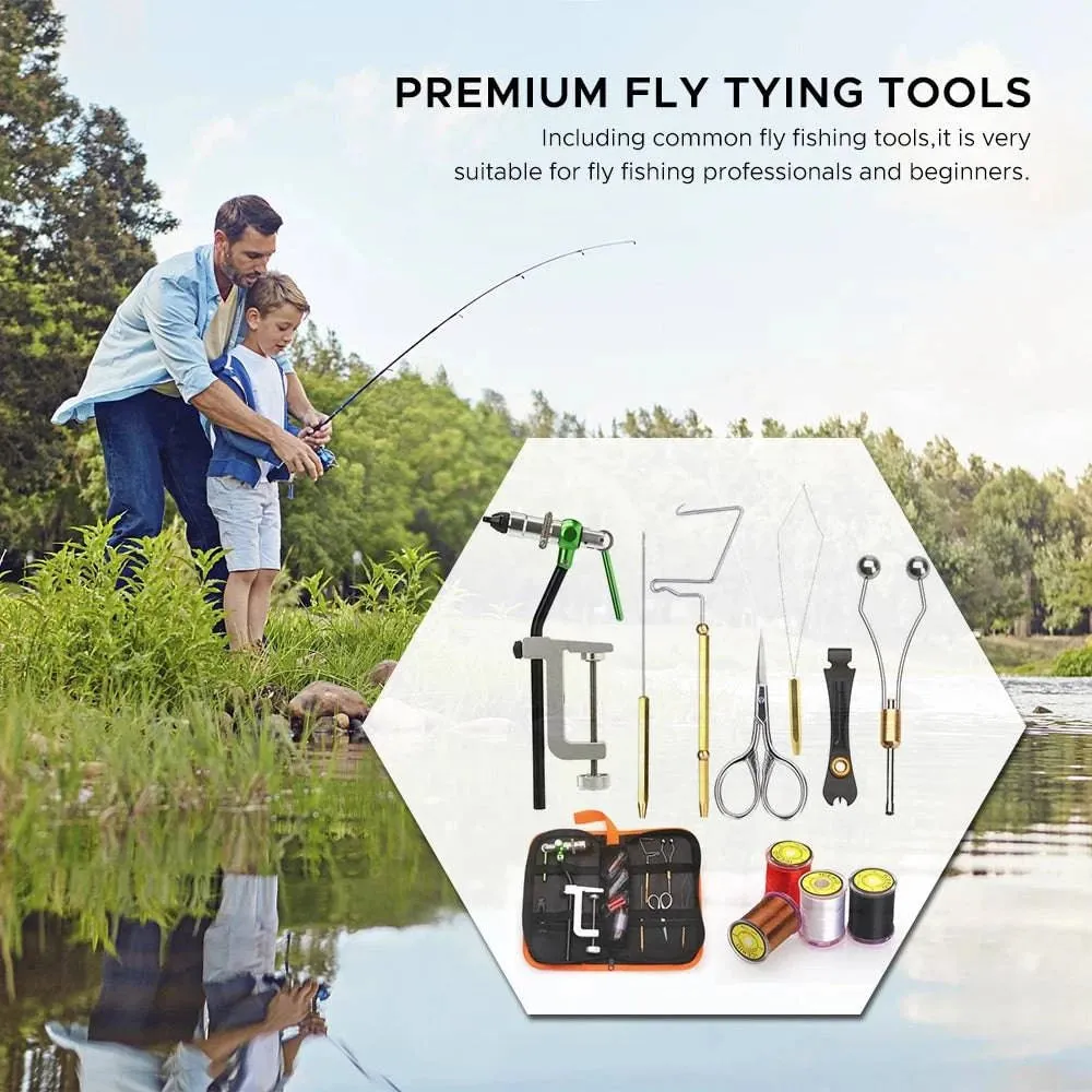 Fly Tying Tools Kit with Fly Tying Threader Needle Whip Finisher Scissors Fly Tying Kits for Flying Fishing Professionals