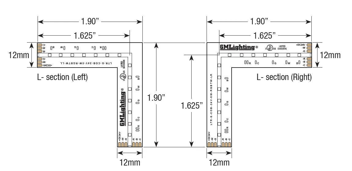 GM Lighting LTR-S-COB-24V-RGBTW Connectors