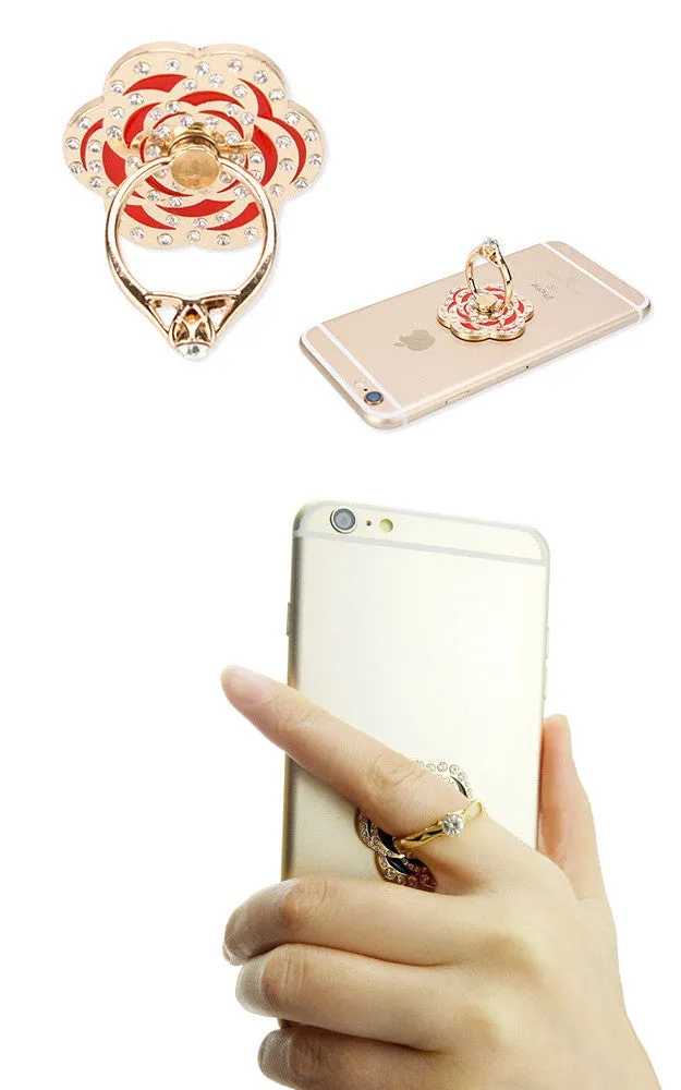 HP4863 Red Flower Metal Ring Holder (6 pcs) For Smart Phone