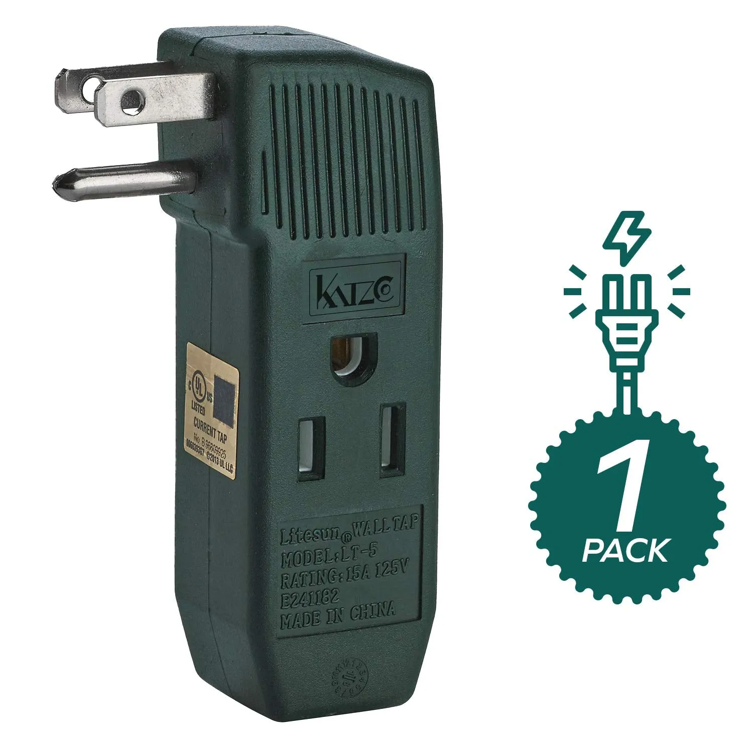 Katzco 3 Way Outlet Wall Tap - Vertical Shape Triple Prong Wall Splitter Adapter