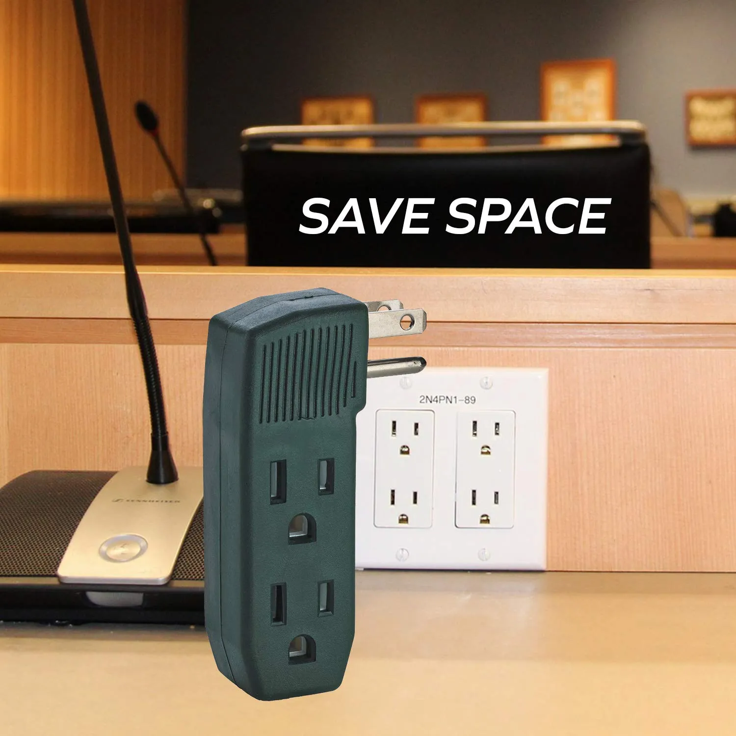 Katzco 3 Way Outlet Wall Tap - Vertical Shape Triple Prong Wall Splitter Adapter