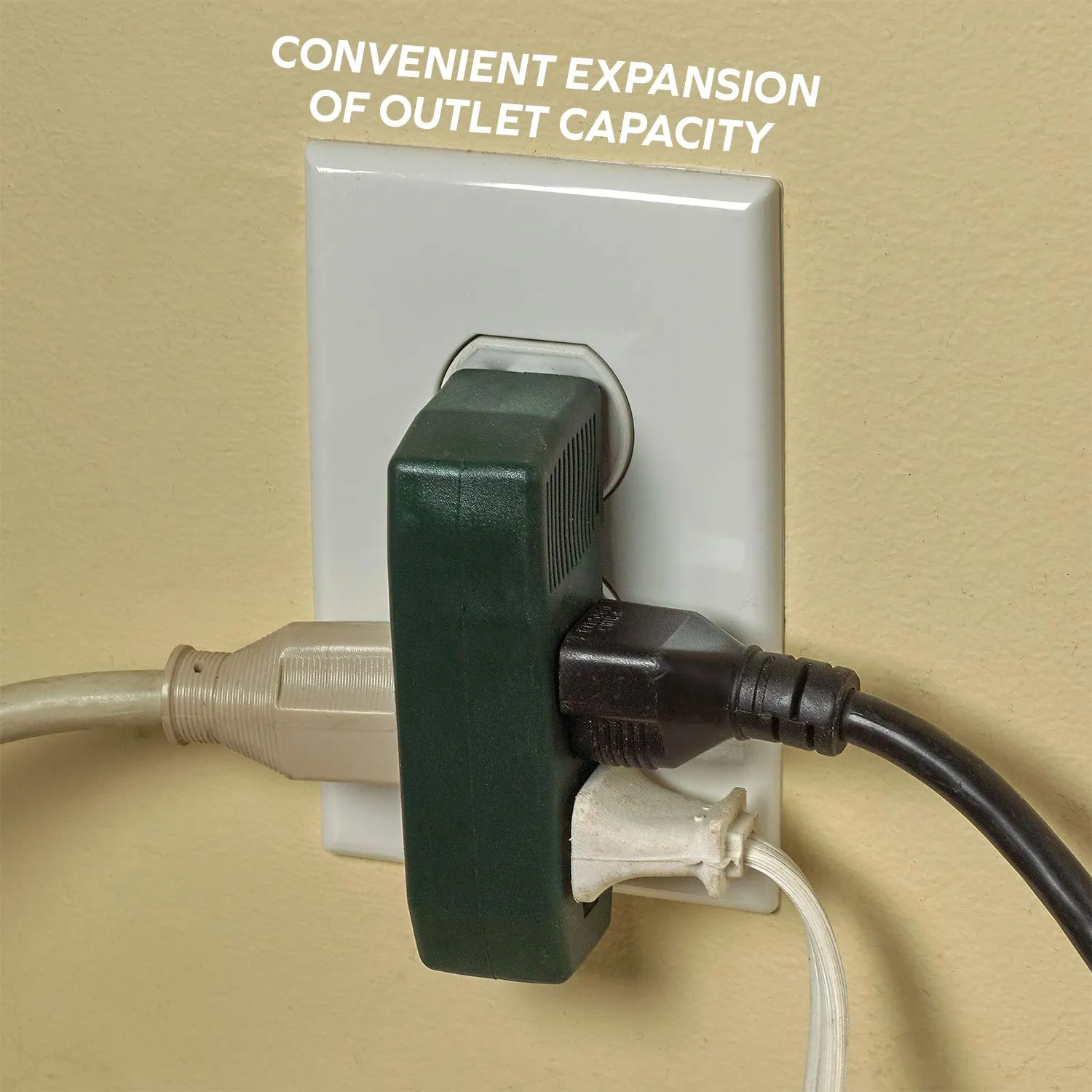 Katzco 3 Way Outlet Wall Tap - Vertical Shape Triple Prong Wall Splitter Adapter