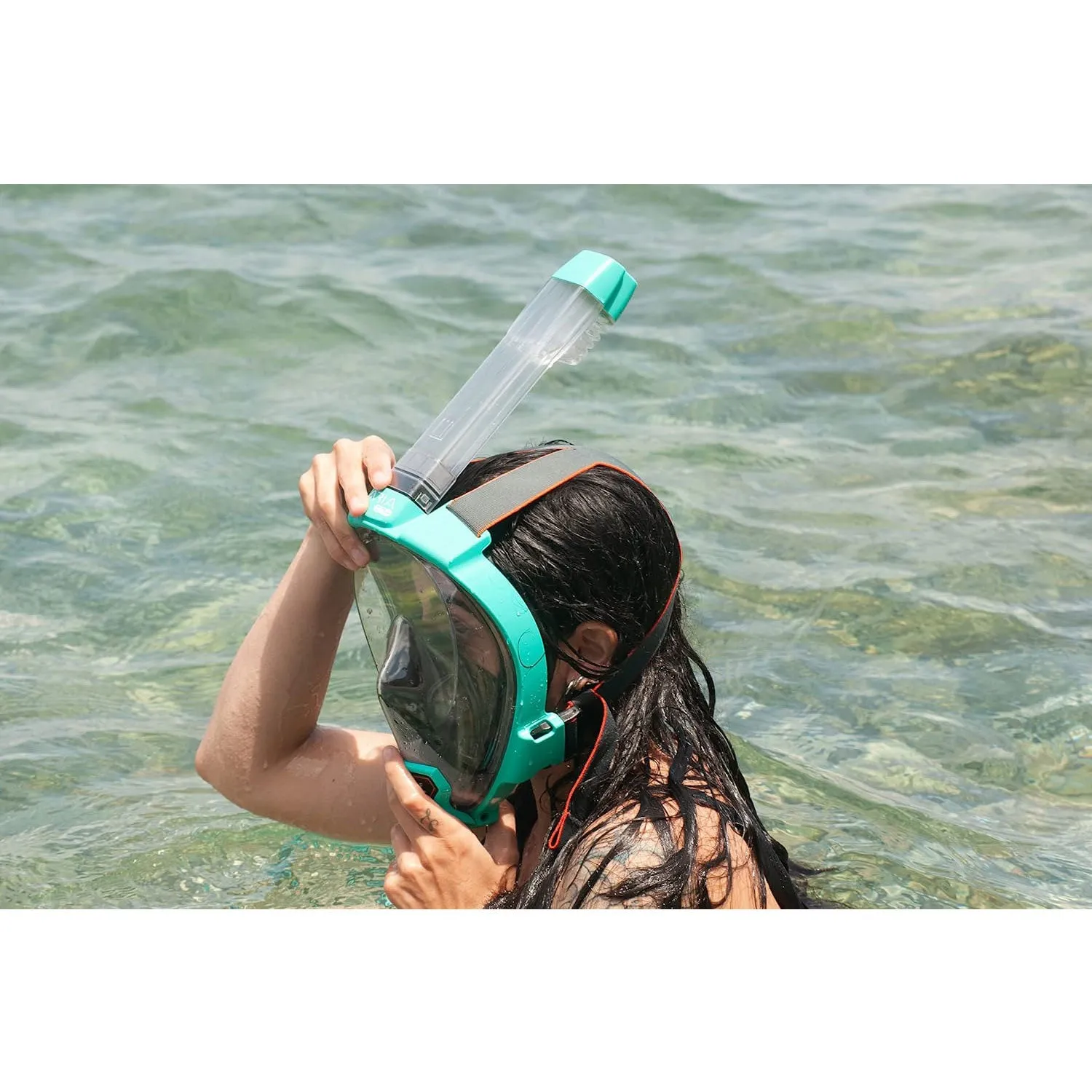 Open Box Ocean Reef ARIA QR  Full Face Snorkeling Mask - Teal - Large/X-Large