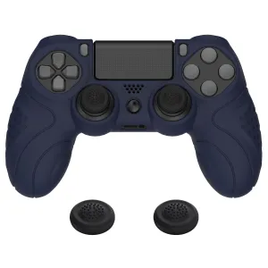 PlayVital Guardian Edition Midnight Blue Ergonomic Soft Anti-Slip Controller Silicone Case Cover for PS4, Rubber Protector Skins with Black Joystick Caps for PS4 Slim PS4 Pro Controller - P4CC0061