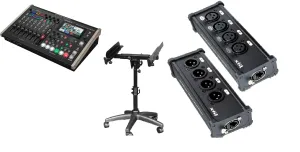 Roland VR-6HD HD AV Mixer – On-Stage MIX400 4 Channel 3 Pin Multi Network XLR Cable Breakout   Mixer Stand