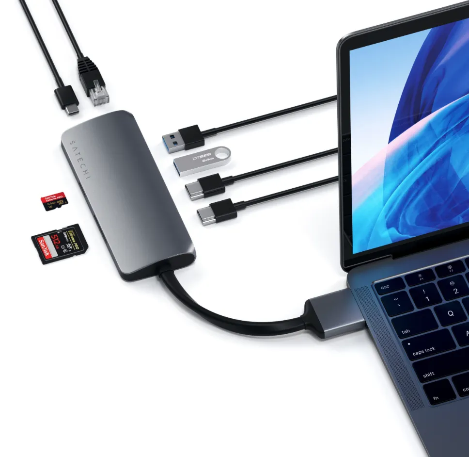 Satechi USB-C Dual Multimedia Adapter - Silver