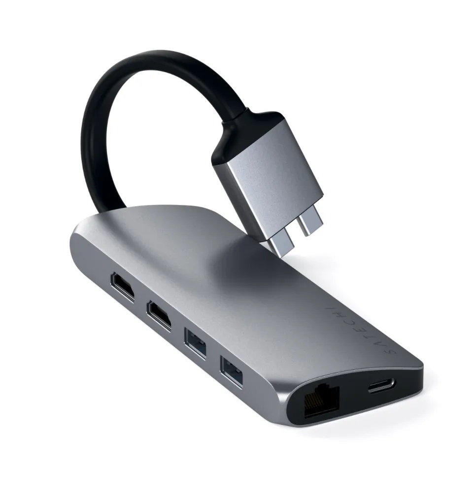 Satechi USB-C Dual Multimedia Adapter - Silver