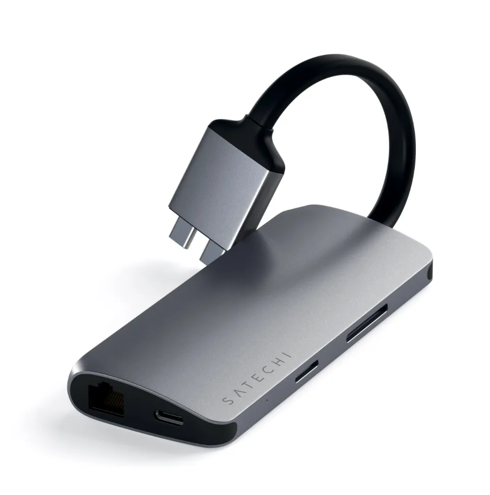 Satechi USB-C Dual Multimedia Adapter - Silver