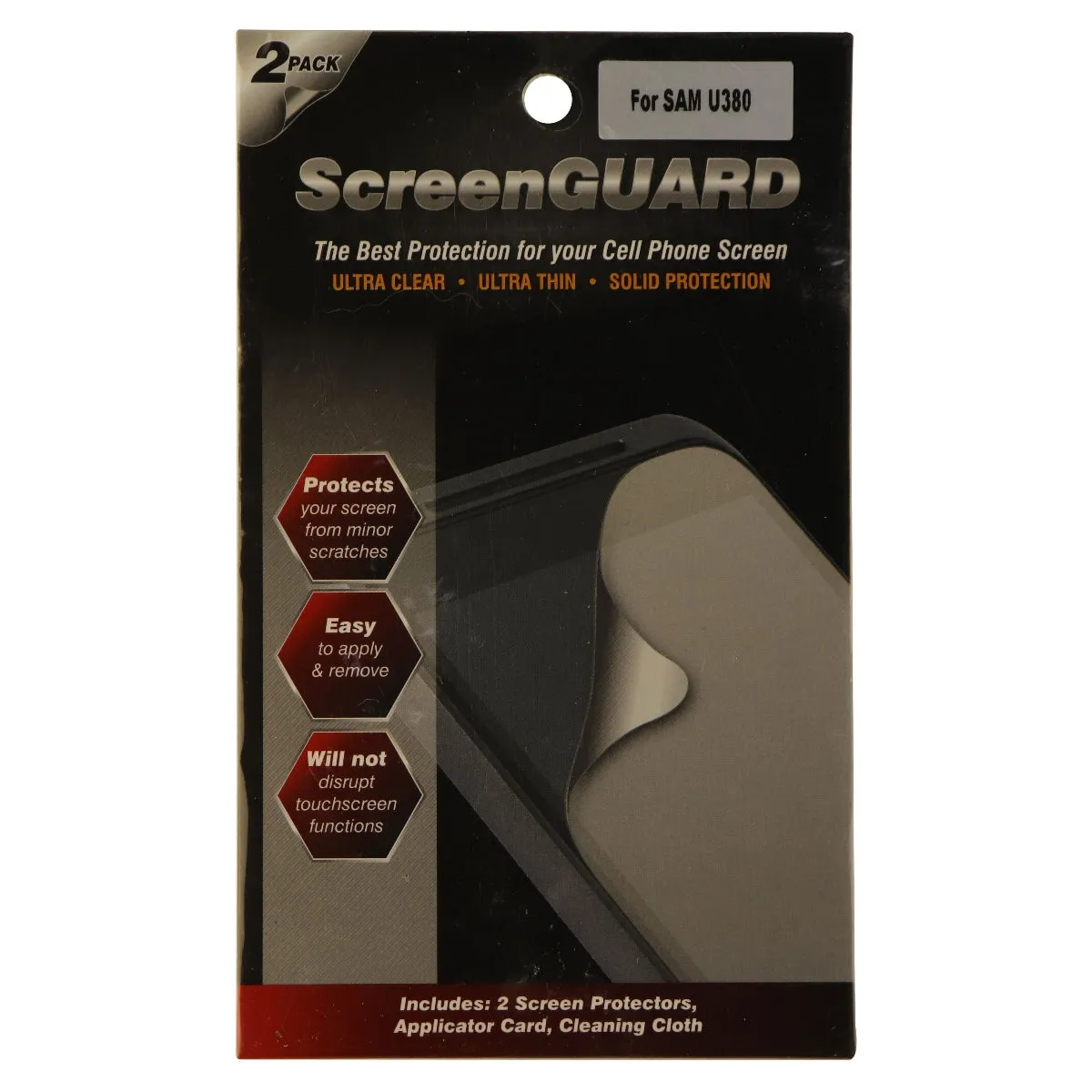 ScreenGuard Screen Protector 2 Pack for Samsung Brightside U380 - Clear