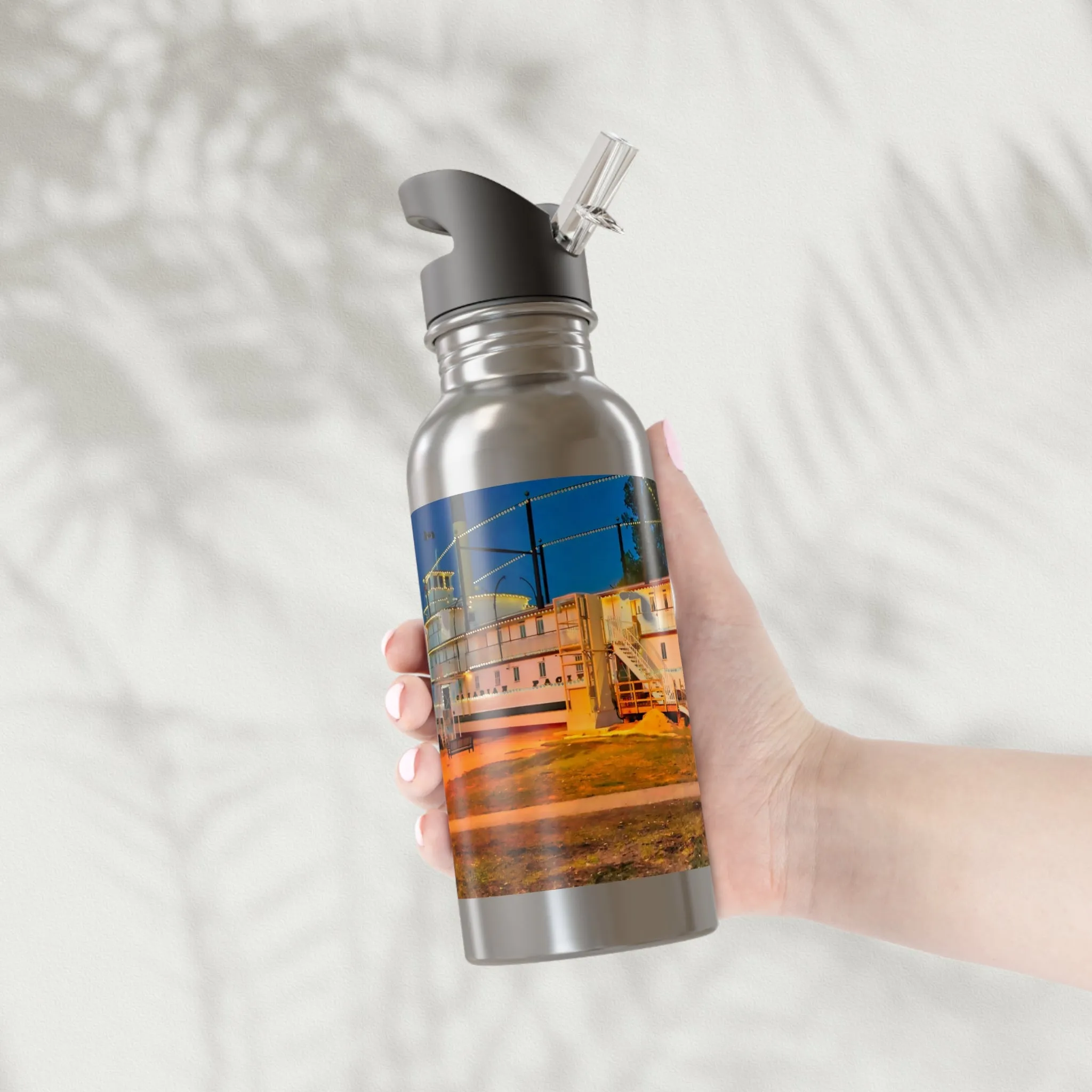 Stainless Steel Water Bottle With Straw, 20oz - 2017 SS Sicamous at Night HDR