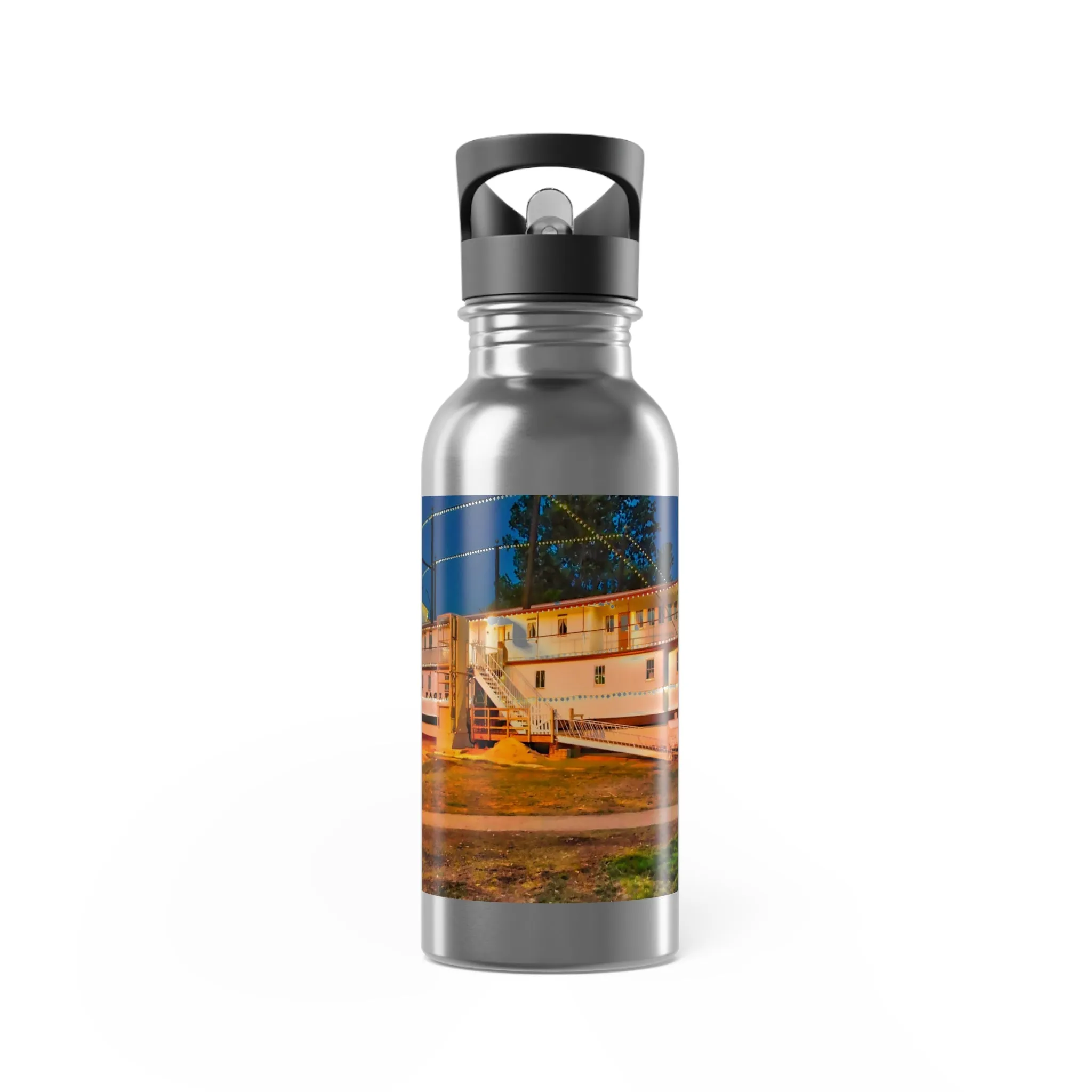 Stainless Steel Water Bottle With Straw, 20oz - 2017 SS Sicamous at Night HDR