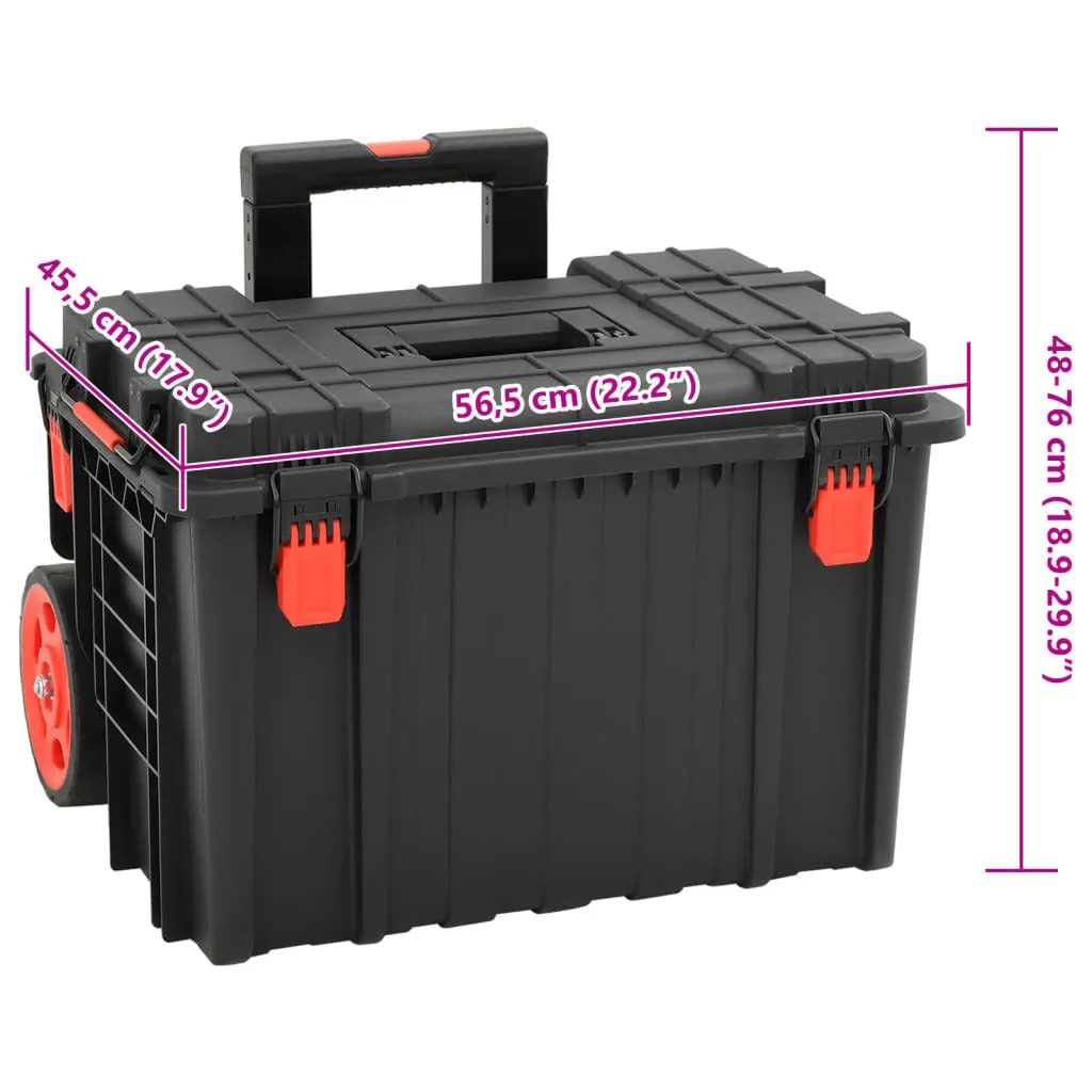 vidaXL Portable Flight Case Black 56.5x45.5x48 cm PP